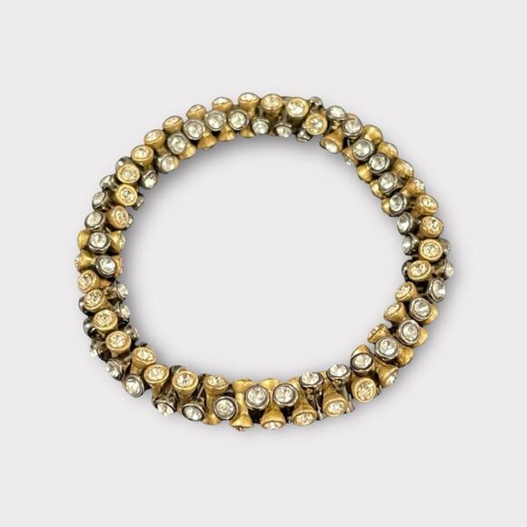 Stella & Dot ~ NEW Vintage Twist ~ Gold & Silver Inlaid Crystal Bracelet - Picture 3 of 5